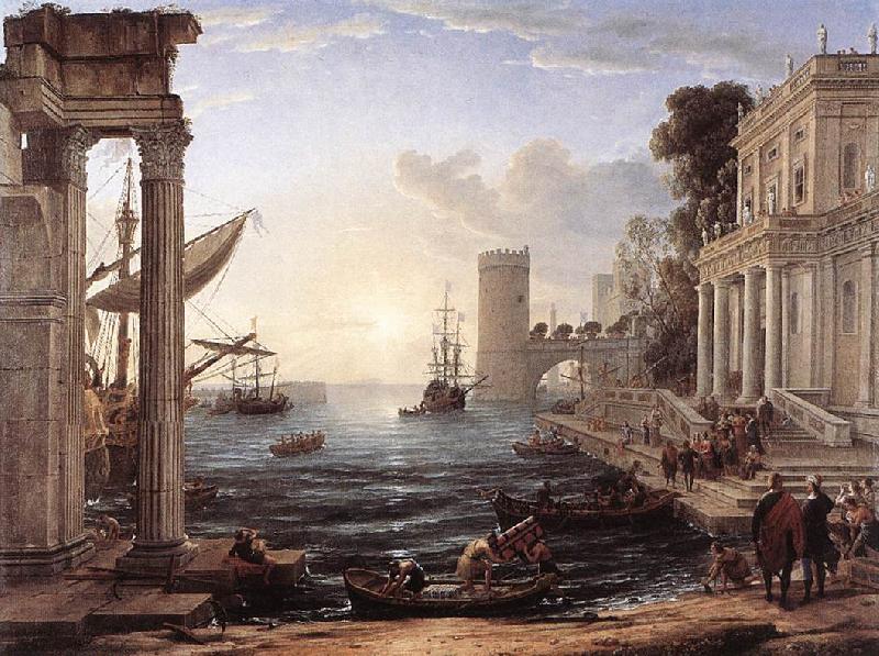 Claude Lorrain Seaport with the Embarkation of the Queen of Sheba df oil painting image